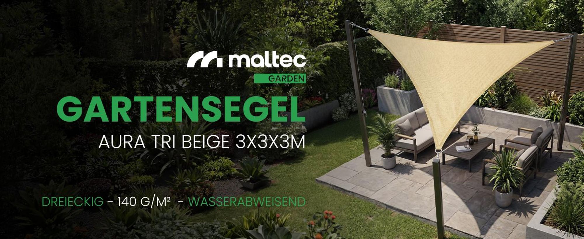 Dreieckig Sonnensegel Wasserdicht 3x3x3 Meter Beige mit Montagesatz