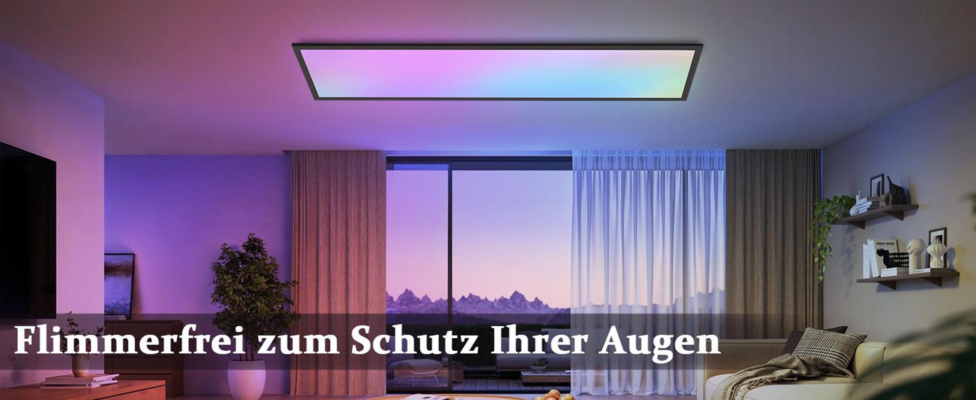 ZMH LED stropní panelové svítidlo, stmívatelné, dlouhé, RGB, s dálkovým ovládáním, stropní svítidlo 39 W, velké obdélníkové stropní svítidlo do herny nebo obývacího pokoje, 120 x 30 cm