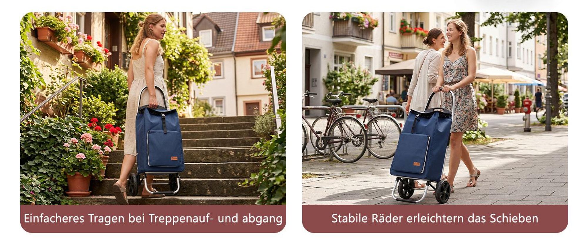 Sekey Klappbar Einkaufstrolley 2 Räder Aluminium, mit 50L Wasserdichter Tasche, Kühlfach, Blau