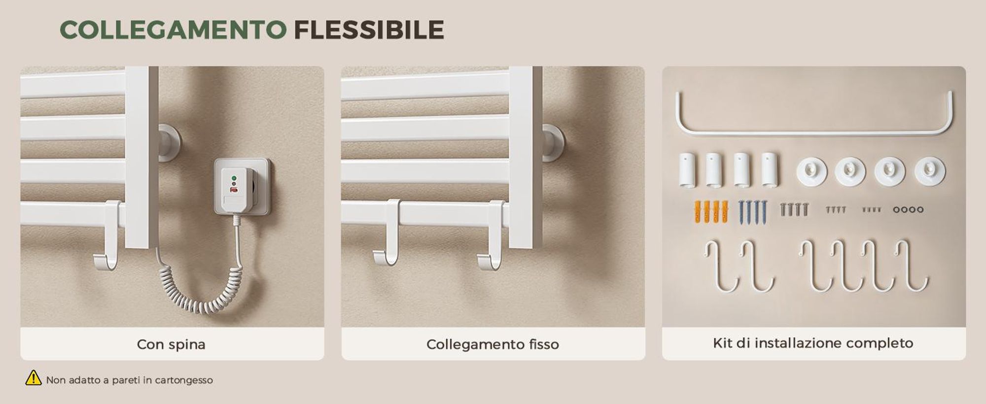 S'AFIELINA Scaldasalviette elettrico bagno con ripiano 700 × 600 mm 233 W Blanco,Termoarredo elettrico bagno WiFi con app
