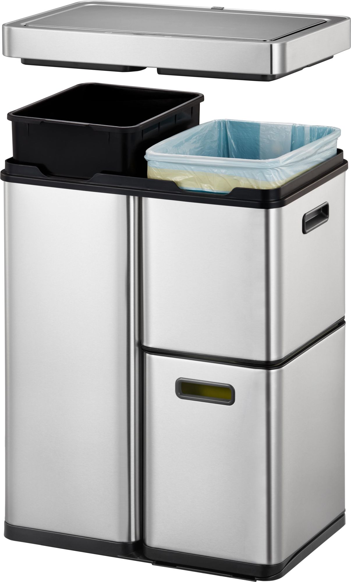 EKO - Cestino Mirage Plus Recycler Sensor 30+15+15 litri - Acciaio inox Plastica - Acciaio inox opaco