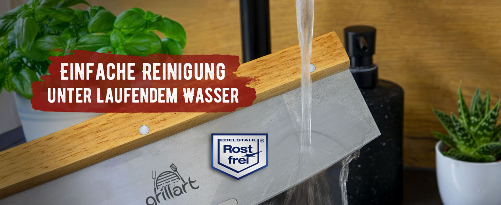 grillart® Premium Pizzamesser – Extra scharfer Edelstahl Pizzaschneider mit Holzgriff
