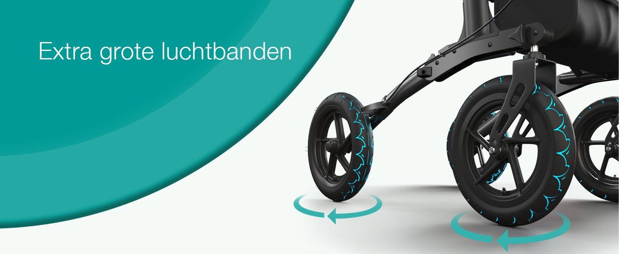 ELONEO inklapbare rollator met zitplaats, outdoor rollator met luchtbanden, inclusief zitvlak, rugsteun en verstelbare loopsteun van aluminium
