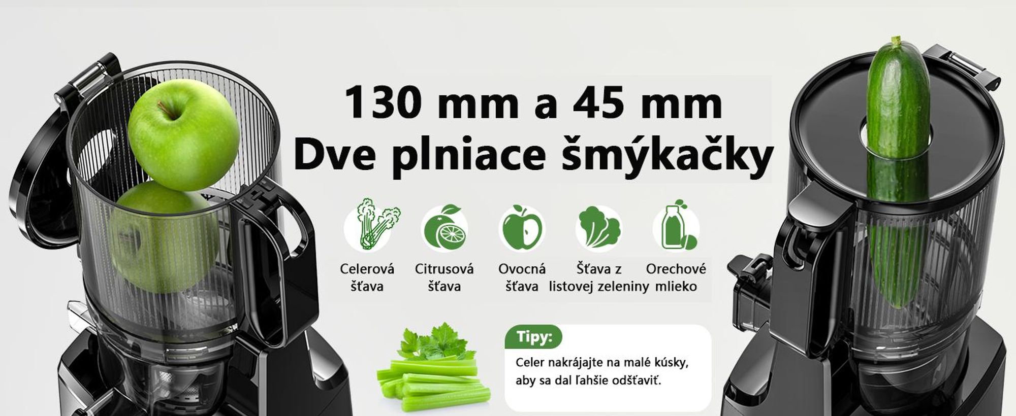 Pomalý odšťavovač LINKChef SJ-052-EU-BL, objem 1,8 l, vhodný na zeleninu a ovocie, trojitý filtračný systém, ľahko sa čistí - čierny
