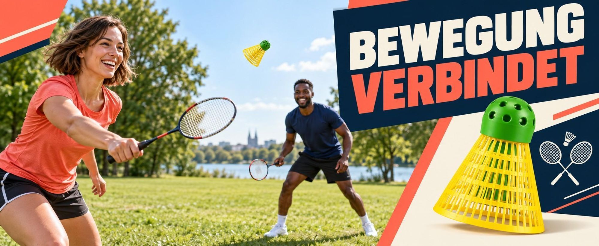 Anwendungsbeispiel: Speedbadminton gemeinsam auf einer freien Wiese spielen