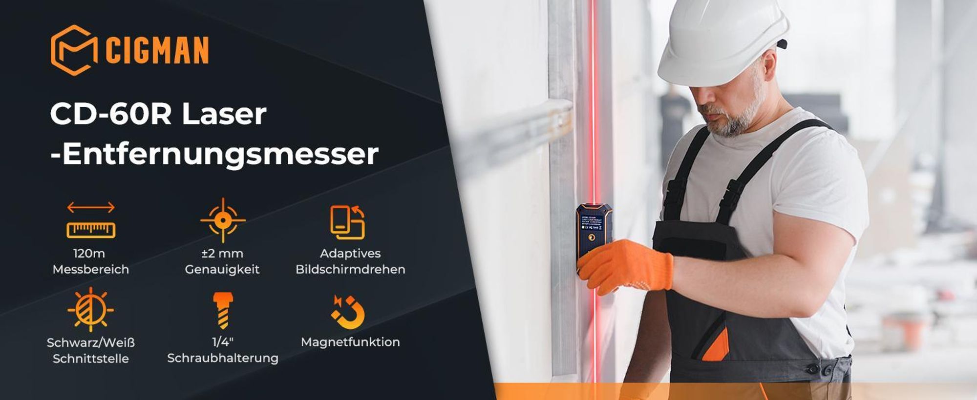CIGMAN CD-60R – Bilateraler Laser-Entfernungsmesser mit 120m Reichweite