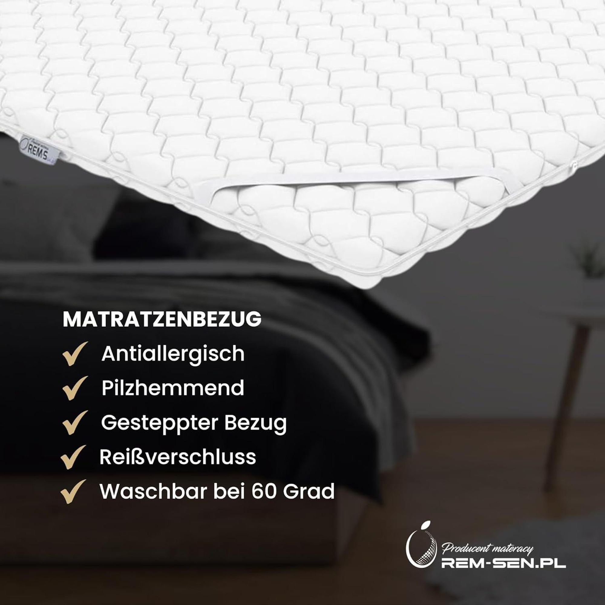 REM-Sen Matratzen Topper Soft Matratzentopper 80x190cm Höhe 5 cm Härtegrad 2 (H2) Mattress Topper aus Weicher Schaumstoff, Dreilagige Membranhülle,