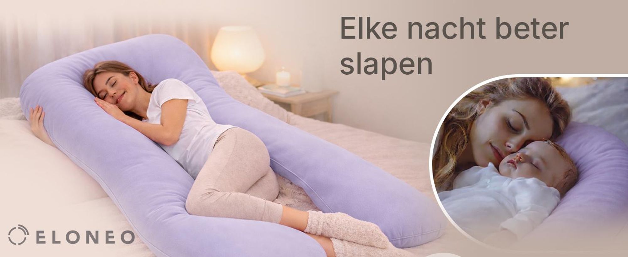 ELONEO Zijslapenkussen met hoes, kussens voor tijdens het geven van borstvoeding, zwangerschapskussen XXL, paars