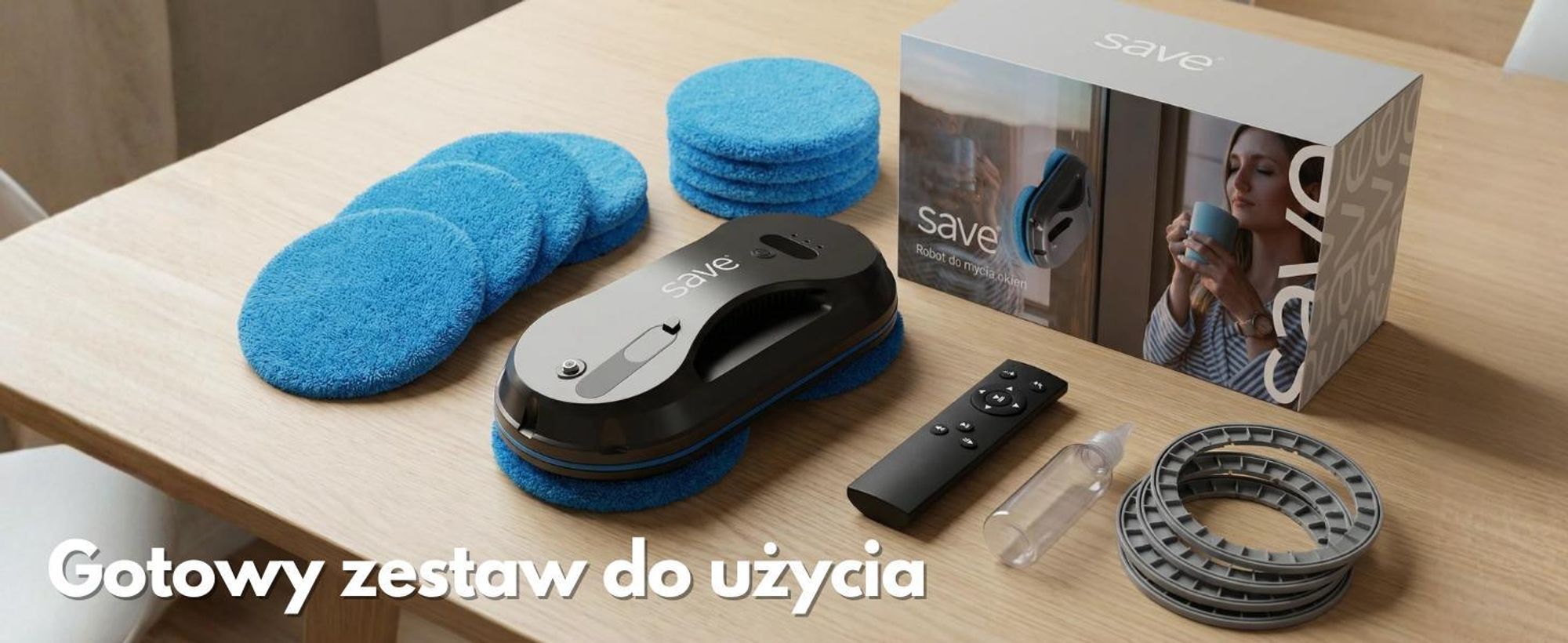 ROBOT DO MYCIA OKIEN SZYB LUSTER MYJKA DO OKIEN Inteligentny Myjący Okna ZESTAW SAVE