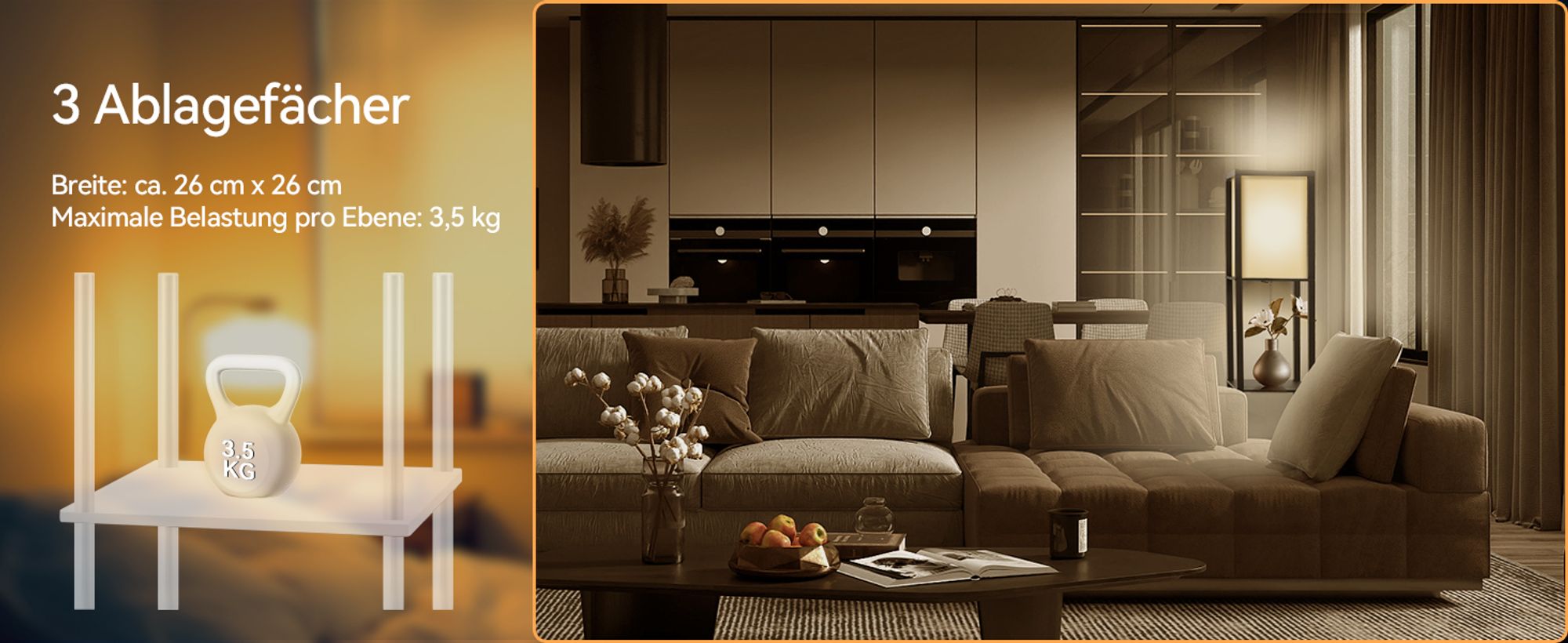 Puluomis 3 Ebene Stehlampe Stehleuchte Standleuchte standlampe Bodenlampe, E27 Innenbeleuchtung für Schlafzimmer Wohnzimmer Holz Regal Schwarz 160cm