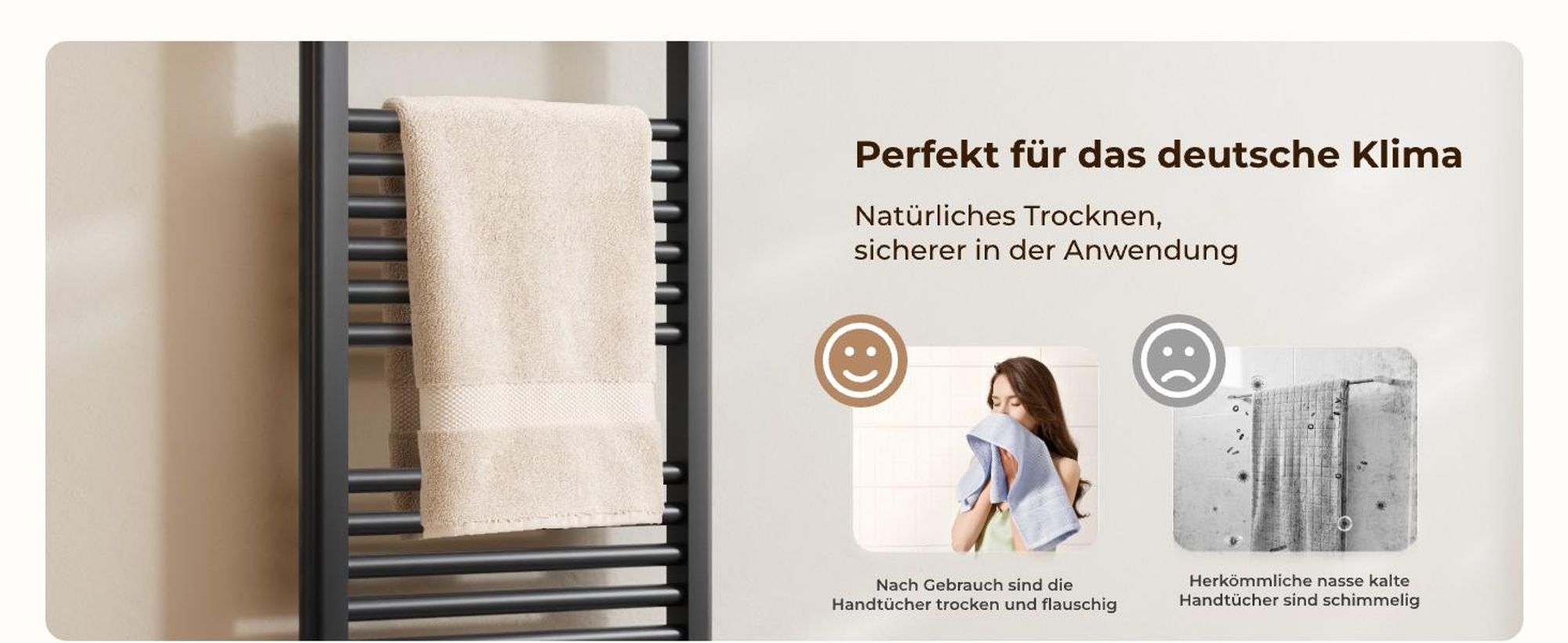 Heilmetz Badheizkörper Anthrazit 1800x600 mm, Handtuchtrockner aus Q195-Stahl, Mittelanschluss 50mm, 860W Handtuchheizkörper Ohne heizstab
