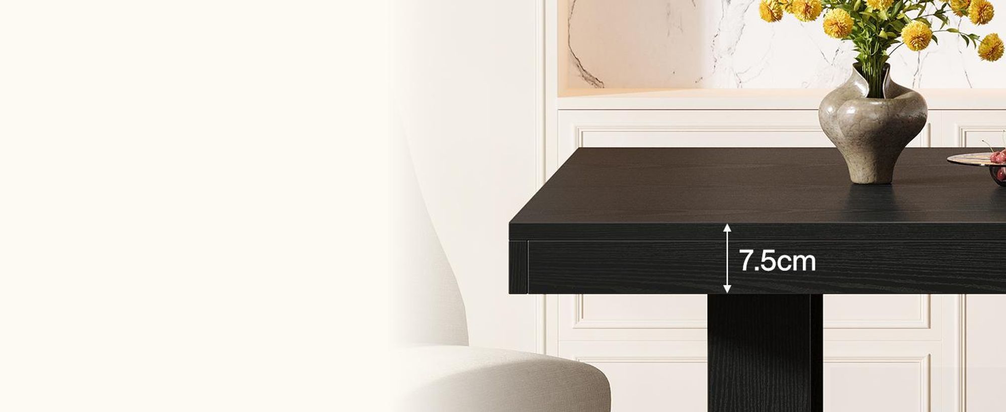 80 cm großer quadratischer Esstisch für 4 Personen, Küchentisch mit Ablagefach, Esszimmermöbel für Wohnzimmer und Restaurants, schwarz