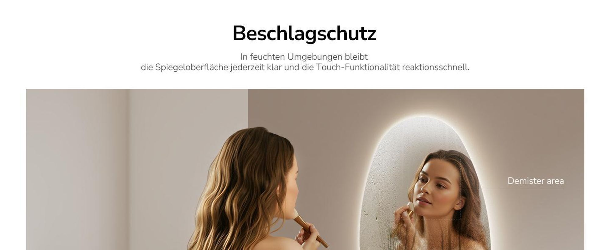 EMKE Badspiegel mit Beleuchtung 75 x 55 cm Badezimmerspiegel Dimmbar mit 3 Lichtfarben, Asymmetrischer Badspiegel mit Beschlagfrei, Touch-Schalter