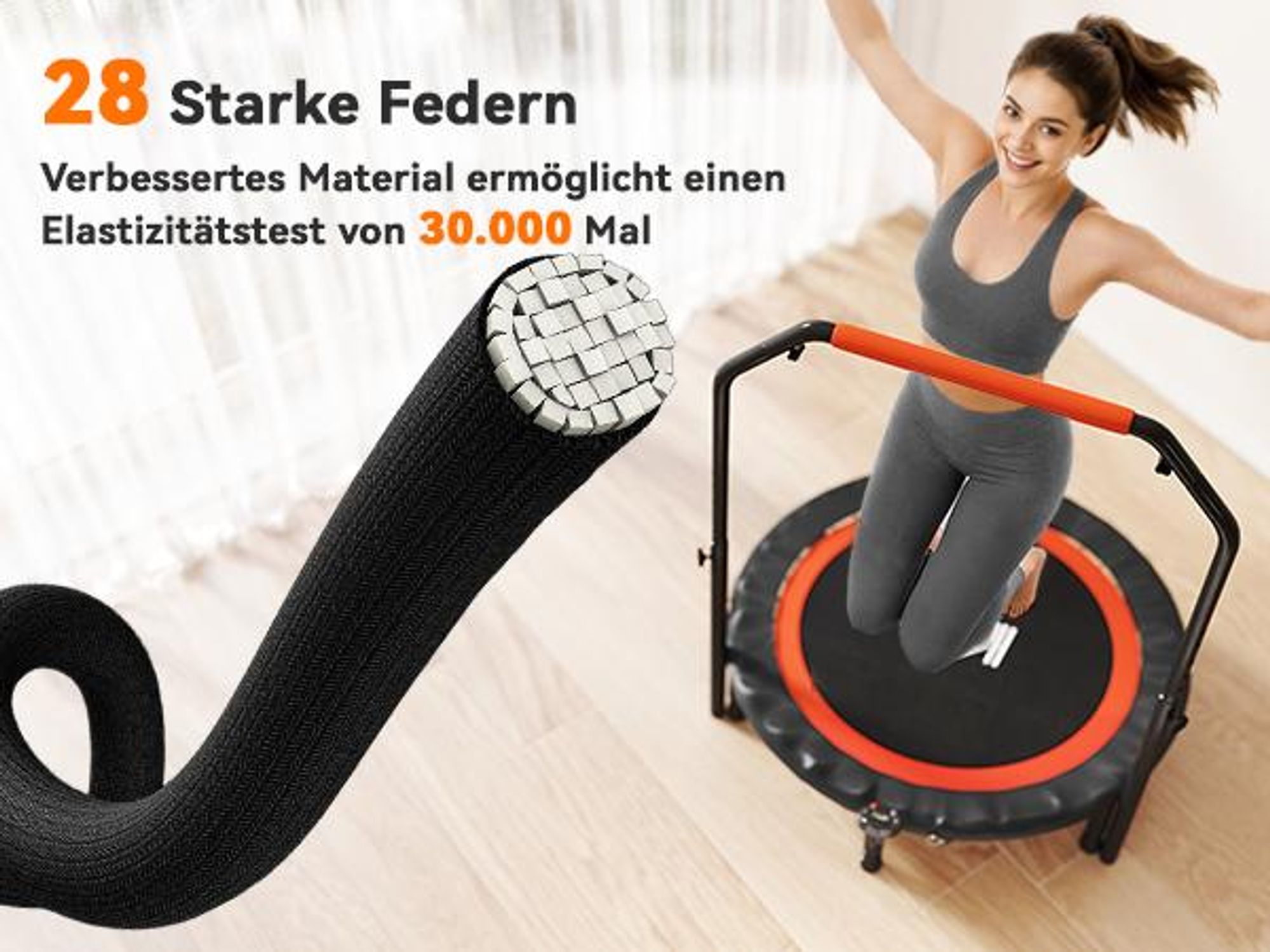 SPORTNOW 102cm Faltbares Fitness-Rebounder Fitness-Trampolin mit Haltegriff