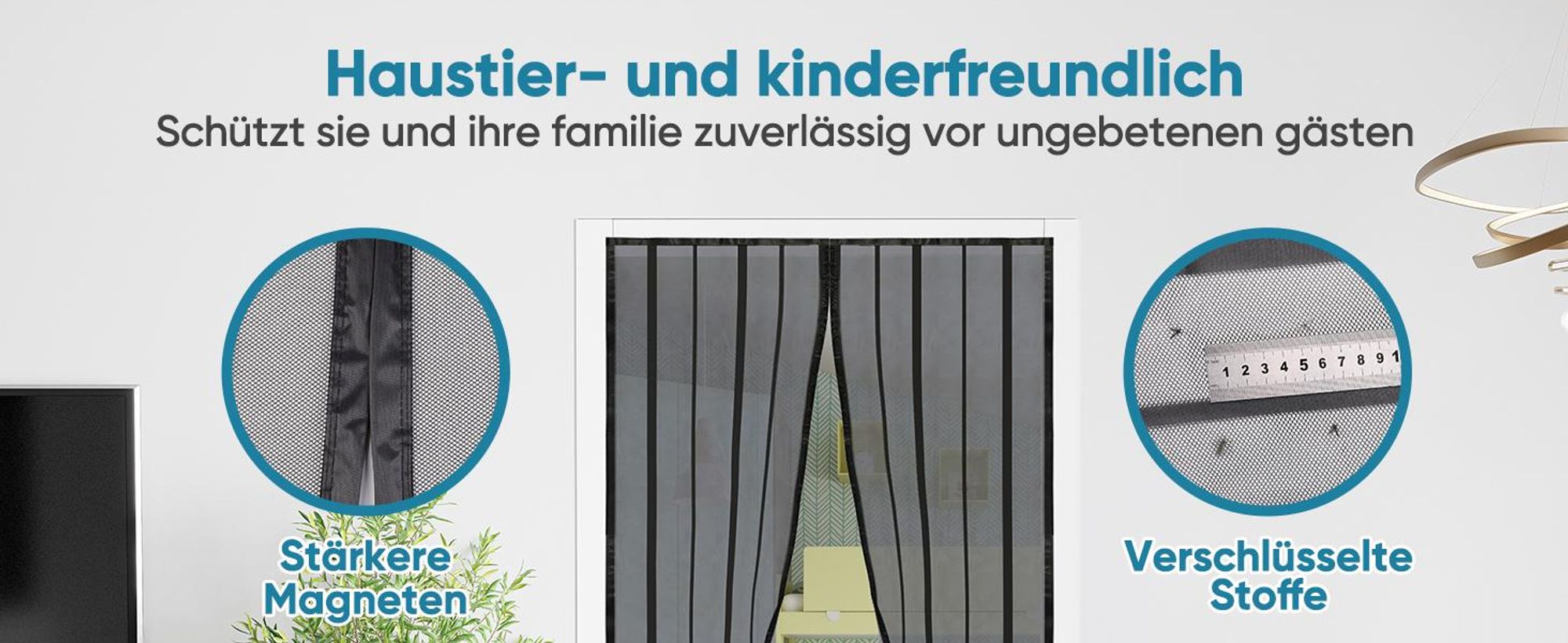Sekey Fliegengitter Balkontür mit Magnet Tür Insektenschutz Moskitonetz ohne Bohren Schwarz 75x210 cm
