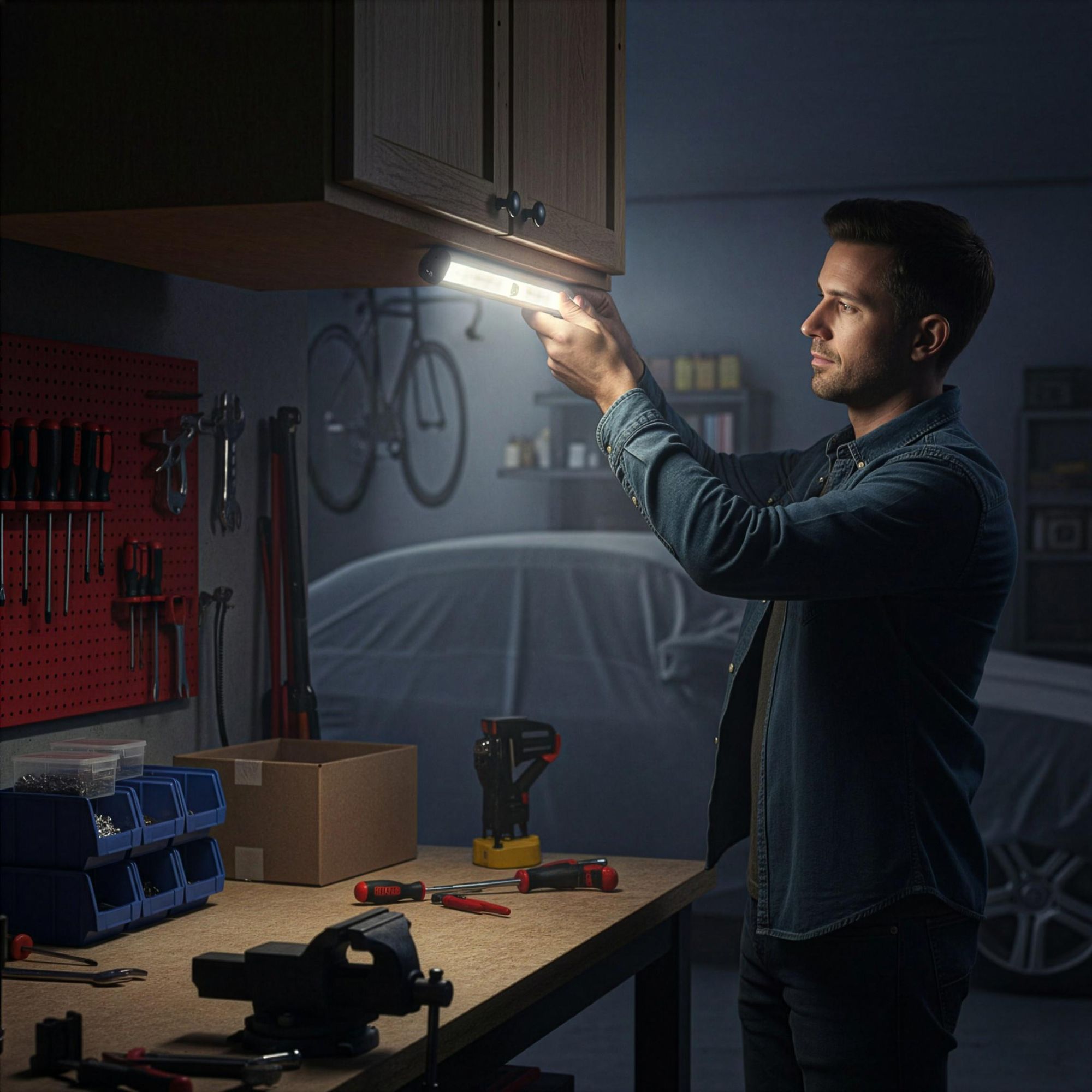 LED Unterbauleuchte mit Bewegungsmelder, Magnet Klebeleiste kabellos für Küche & Schrank, Nachtlicht batteriebetrieben, EVI HOME LightSense
