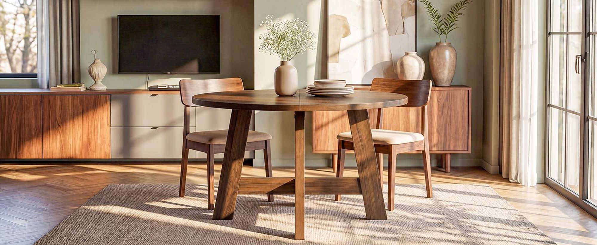 Tribesigns runder Esstisch für 4–6 Personen, 118 cm Esszimmertische mit verstärkter Kreuzstrebe, Farmhouse Küchentisch für Wohnzimmer, Restaurant
