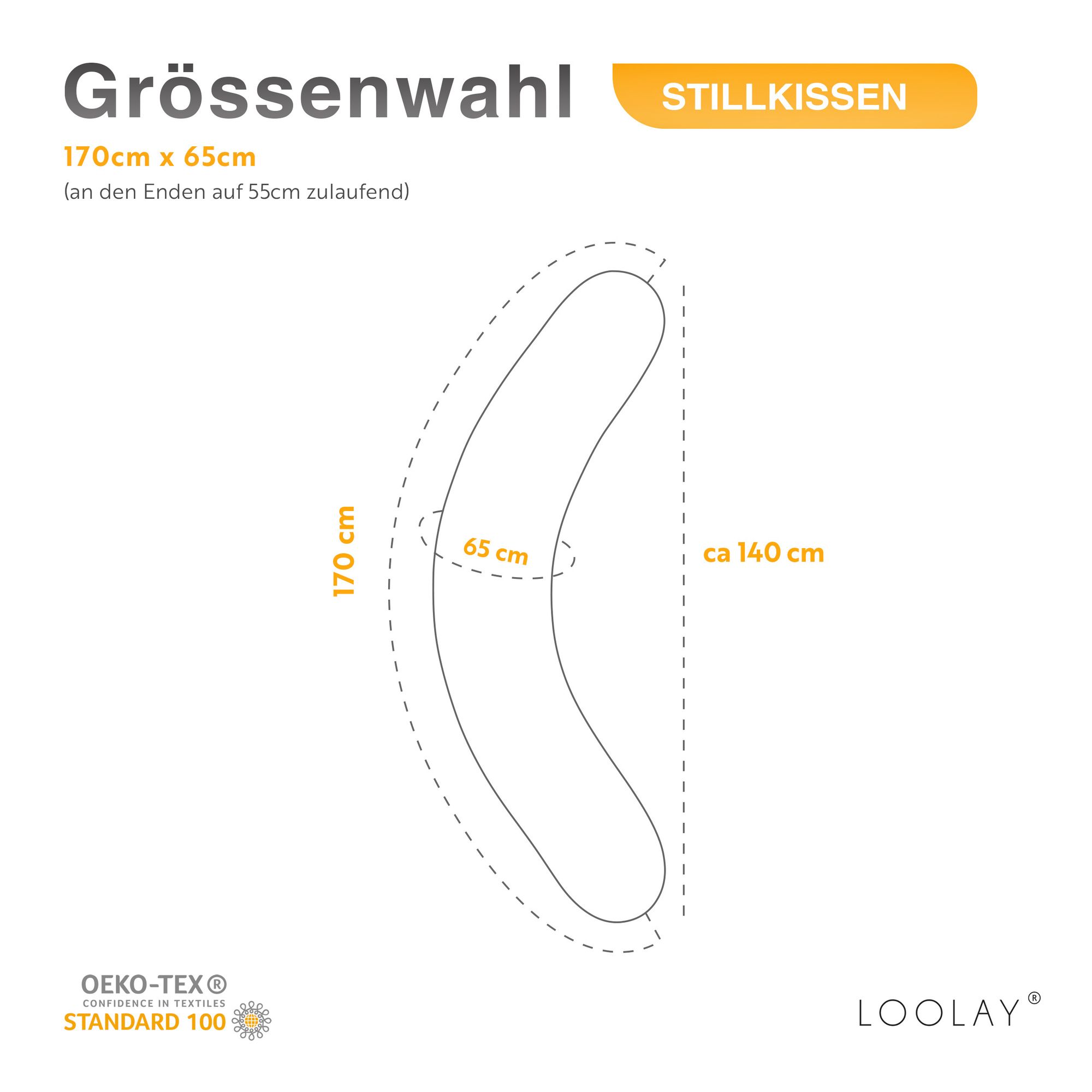 170 cm M/L Kissen Seitenschläferkissen Schwangerschaftskissen Stillkissen Bezug HASE Beige-Weiß/ Waffelpique MINZE  Relaxkissen Schlafen LOOLAY