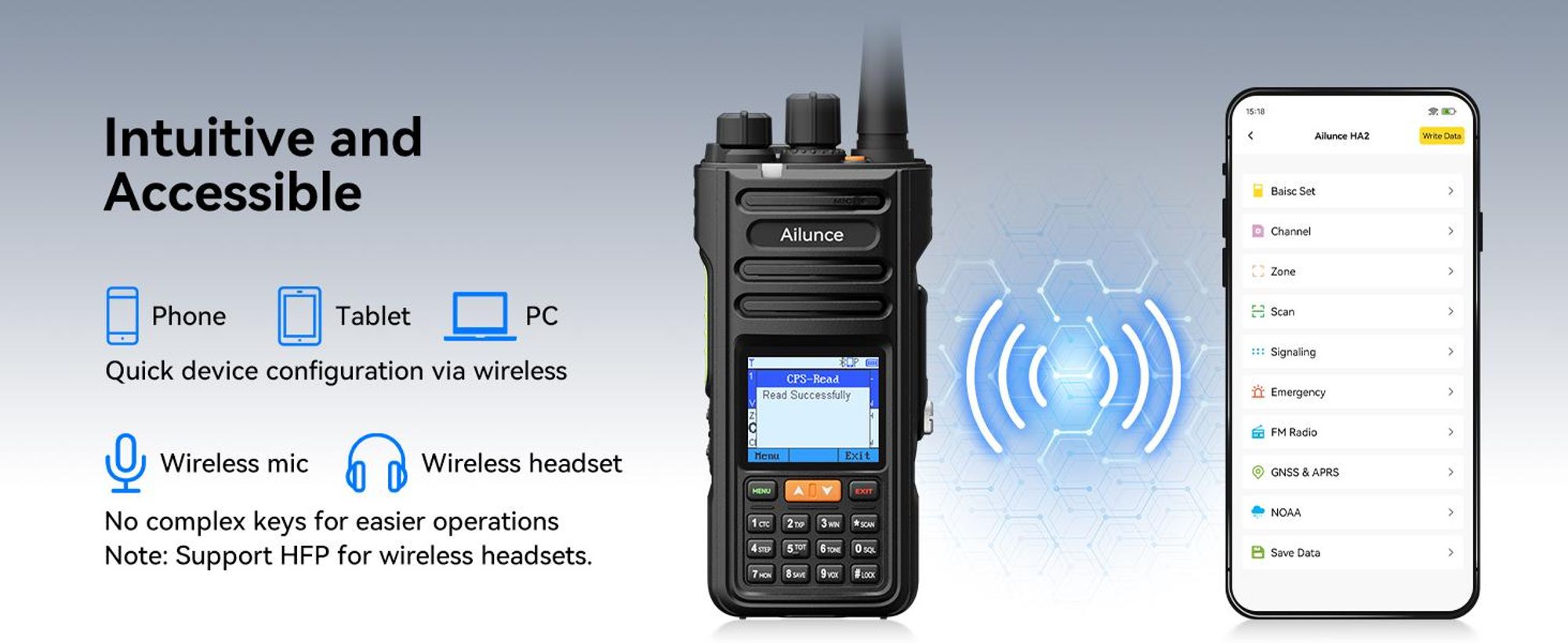 Retevis Ailunce HA2 radio Bluetooth, radioamatore, controllo APP, APRS/GPS, ricarica rapida, impermeabile IP67, 2800mAh, SOS, per radioamatori