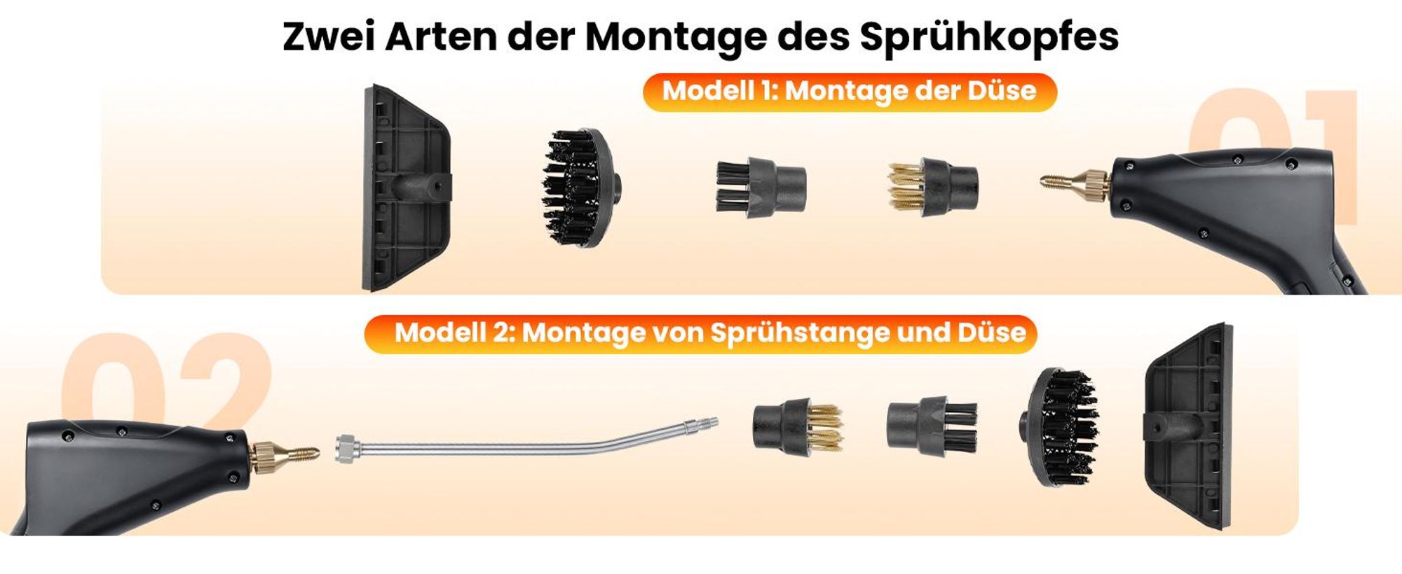 Dampfreiniger, 2500W Tragbarer Handdampfreiniger Hochtemperatur, tragbarer Reiniger, 6 Einstellbare Geschwindigkeiten, für Auto, Küche, Badezimmer