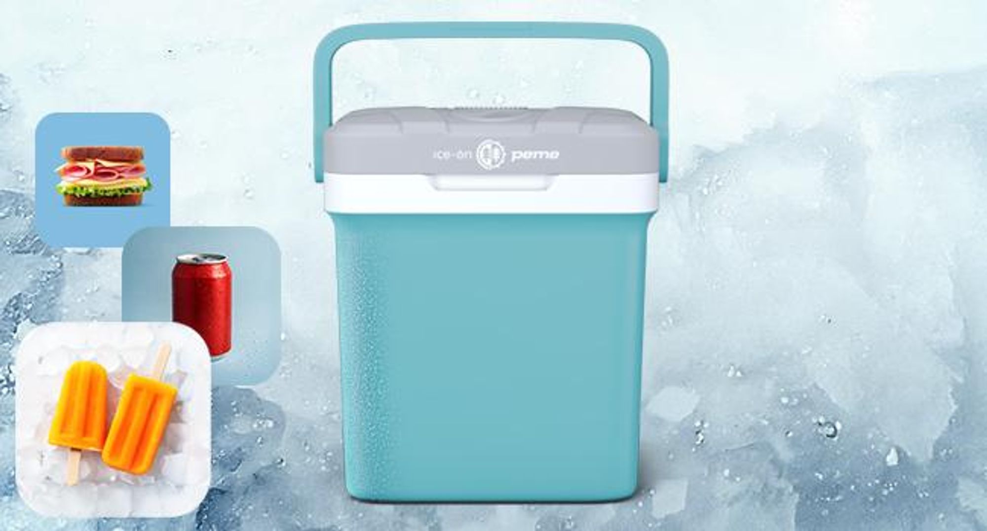 PEME Essential 23L Elektryczna lodówka turystyczna 12 V 230 V – termoelektryczna torba chłodząca do samochodu, na kemping, mini lodówka, pojemnik termiczny, USB, ECO, przenośna, podróżna, turkusowa