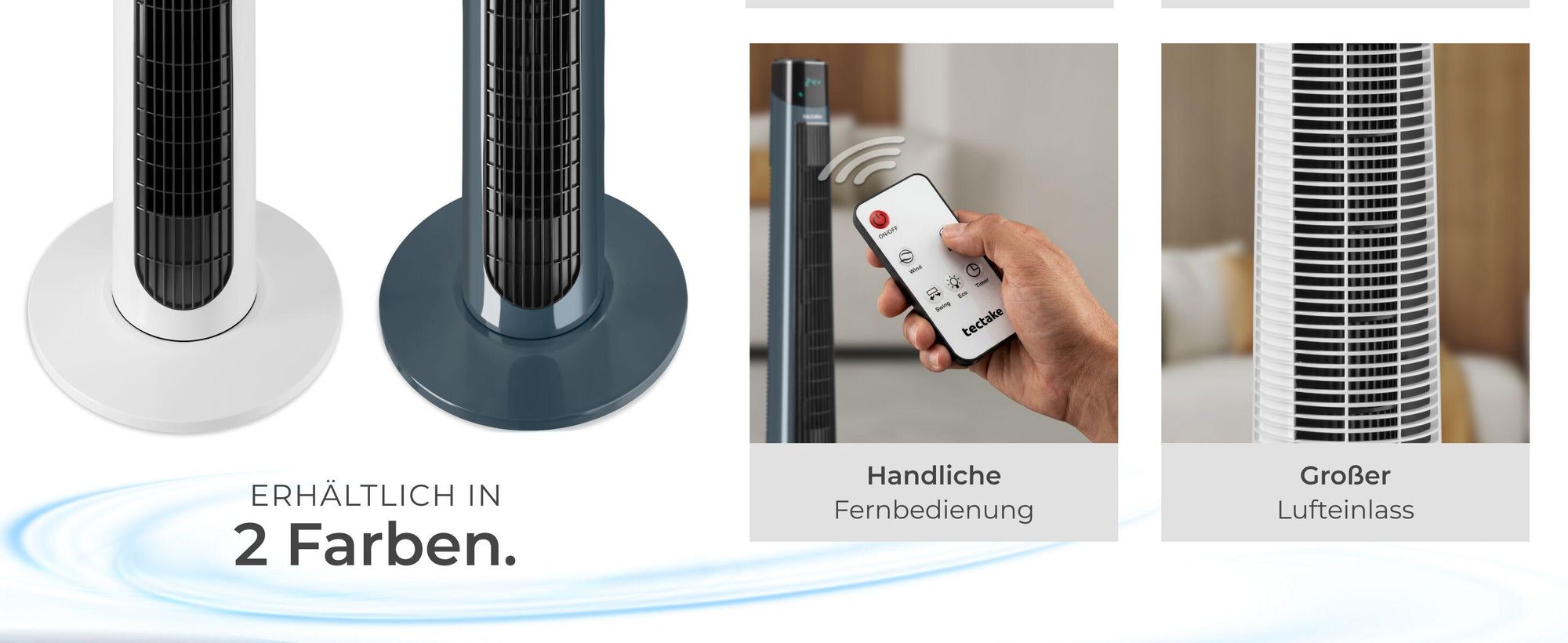tectake® Turmventilator Arktis 12-Stunden-Timer extrem leise und energiesparend