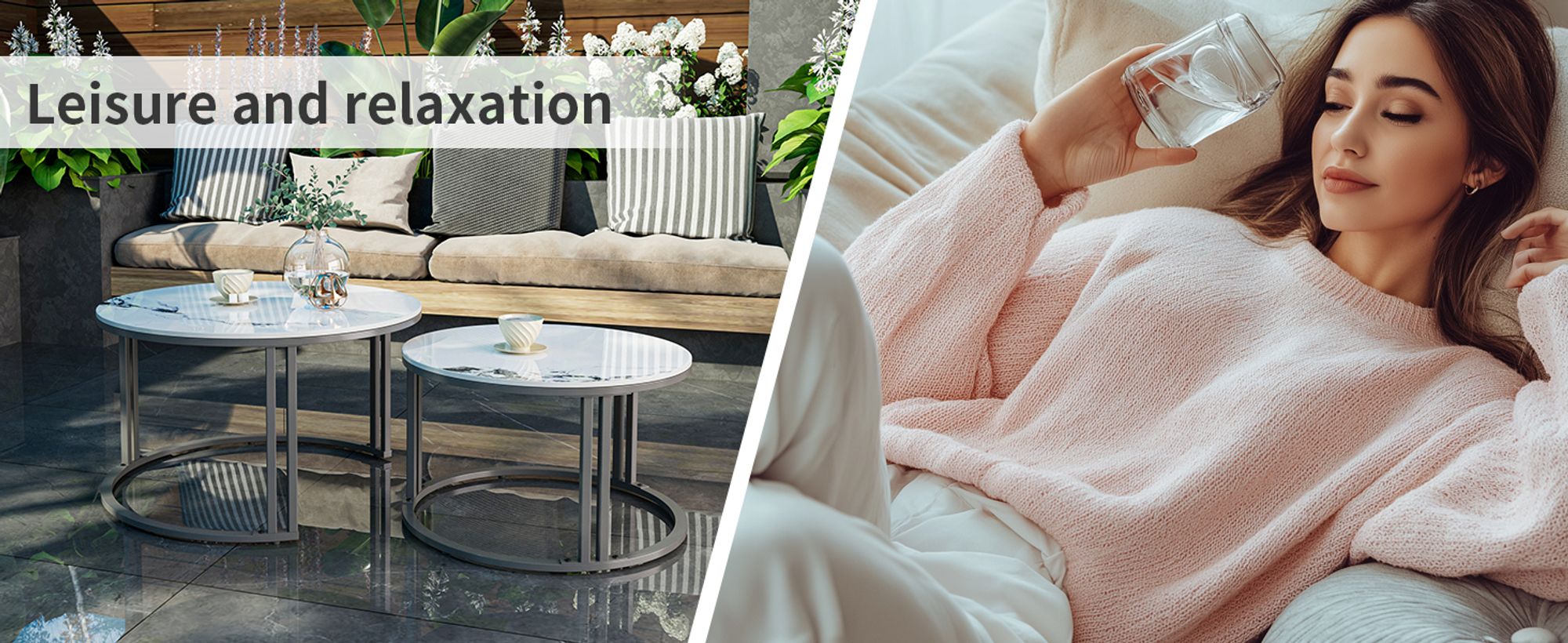 WISFOR 2er Set Couchtisch mit Aluminiumgestell, Satztisch Marmor Optik, Runder Kaffeetisch Wohnzimmertisch Sofatisch, Jadeweiß