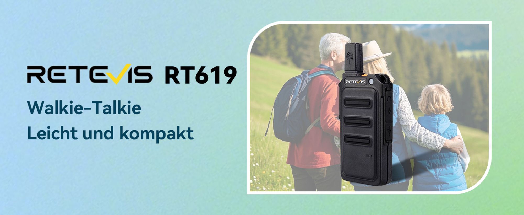 Retevis RT619 PMR446 Walkie Talkie Wiederaufladbares, mit 1300mAh Akku 16 CH, VOX  CTCSS & DCS, Tragbare Funkgerät, Ostergeschenke Kinder, Camping