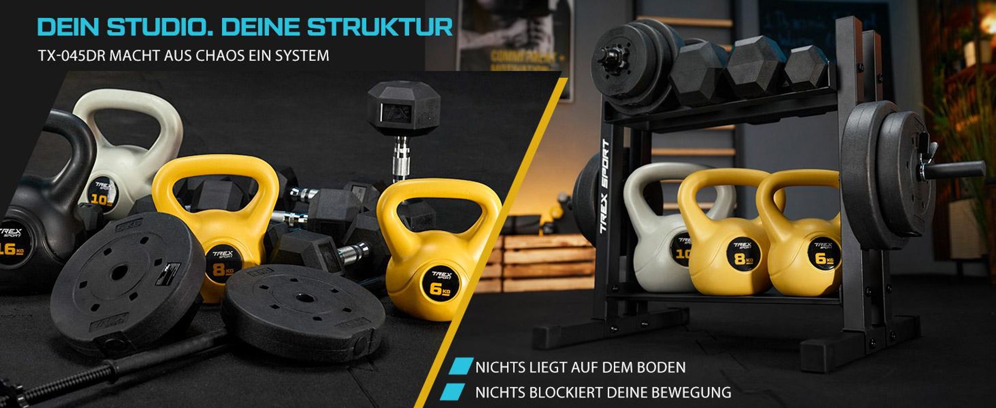 TREX SPORT Hantelablage Gewichteständer TX-045DR | Stahl Hantelständer für Hantelscheiben, Kurzhanteln, Trainingszubehör | rutschfest, bis 320 kg