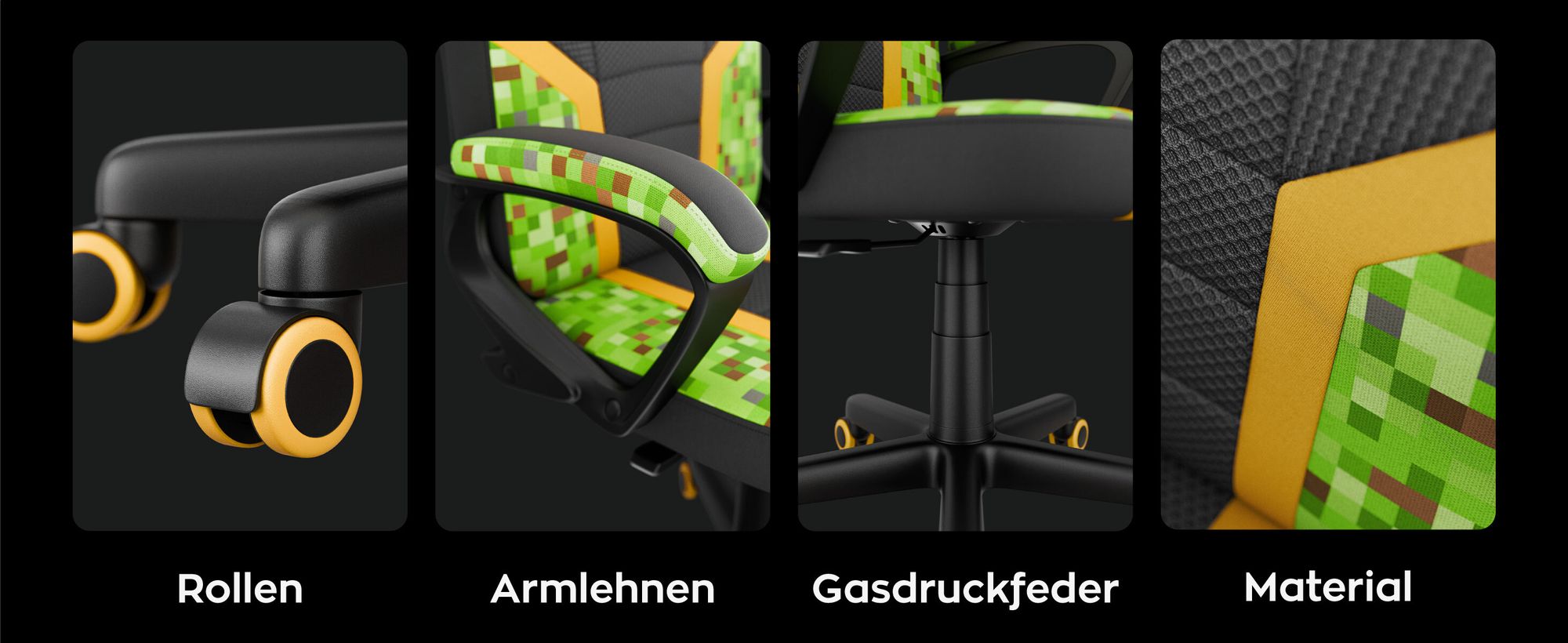 Huzaro Schreibtischstuhl Kinder Ranger 1.0 Gaming Stuhl Racing Sessel Bürostuhl Drehstuhl Gamer bis 130 kg Mesh Pixel