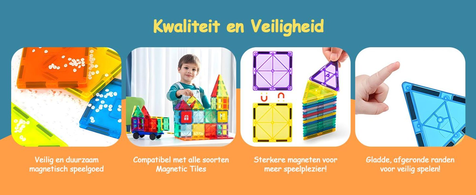 Olvy Magnetische bouwstenen, 74-delig – Montessori constructiespeelgoed voor kinderen vanaf 3 jaar, magnetische tegels, compatibel met Magna Tiles & Connetix