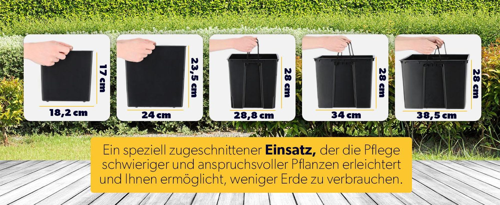 KADAX Blumentopf Set, Blumenkübel aus Kunststoff "Tuluza", Innen- und Außenbereich, Grafit, 3er Set