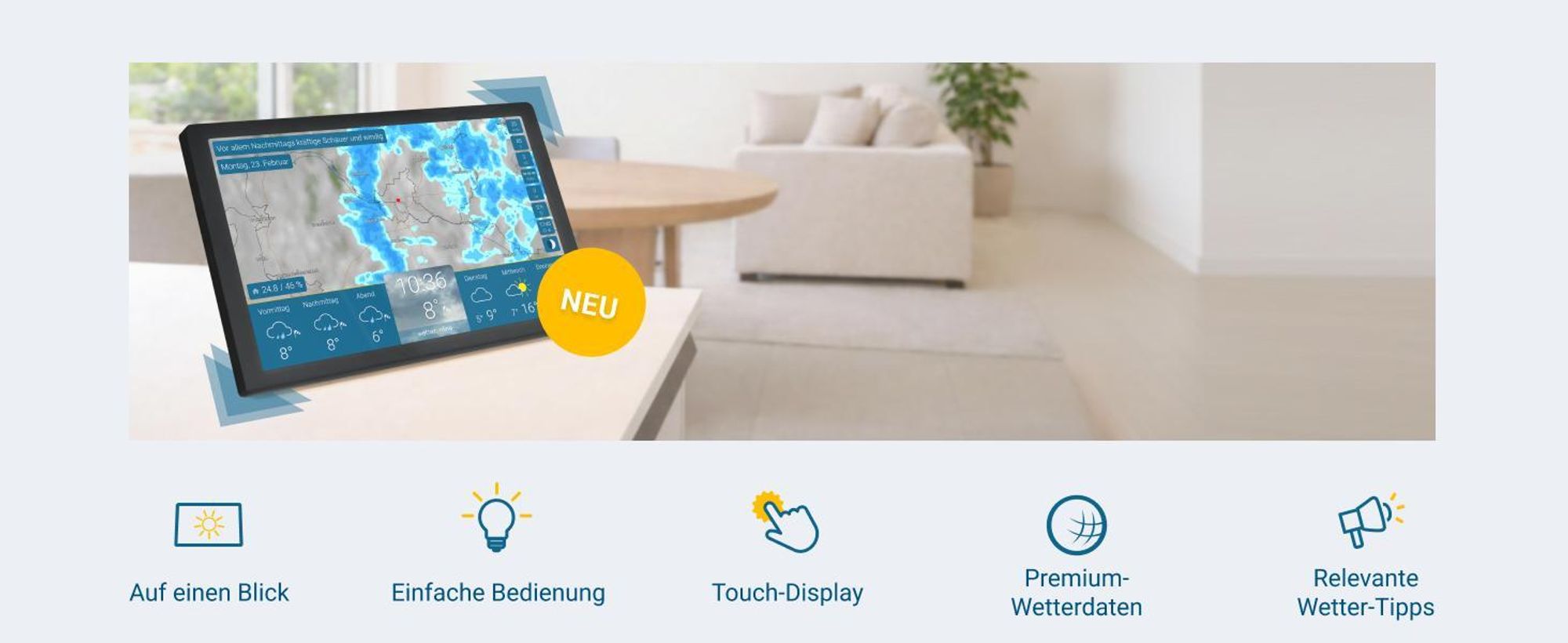wetteronline home 4 – die Wetterstation, WetterRadar, smarte Tipps, schwarz