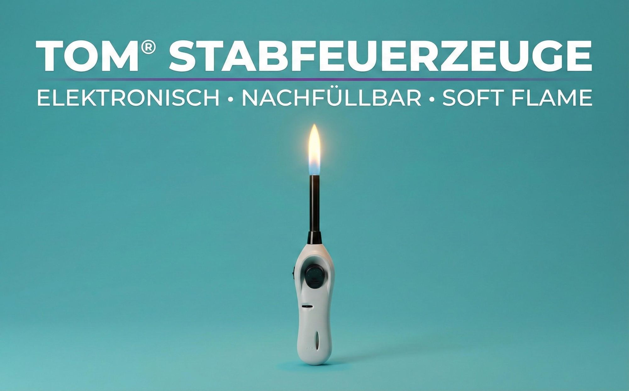 Stabfeuerzeuge 10er Set Nachfüllbar Vorgefüllt Soft-Flame | TOM  BB-8NT | 21,8 cm | Feuerzeuge Stabfeuer Stabfeuerzeug