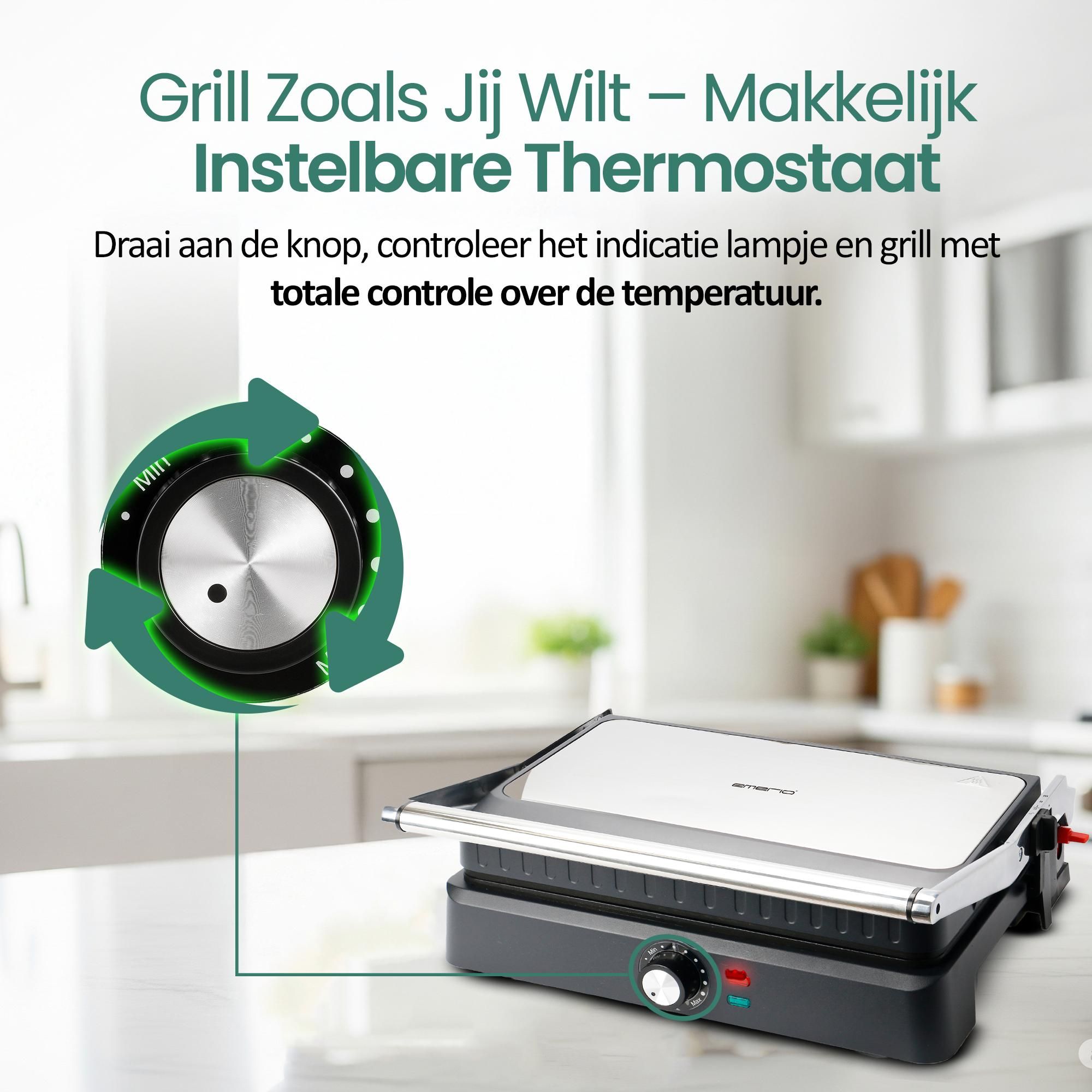 Emerio Contactgrill CG-130859 – Grilloppervlak 34 × 24 cm – Panini- & Sandwichmaker – RVS/Zwart