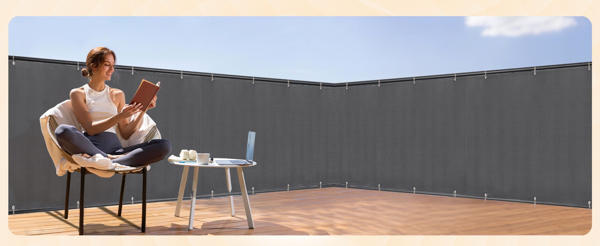 Sunula Balkon Sichtschutz PES Balkonverkleidung Blickdicht, Anthrazit, 75x500 cm