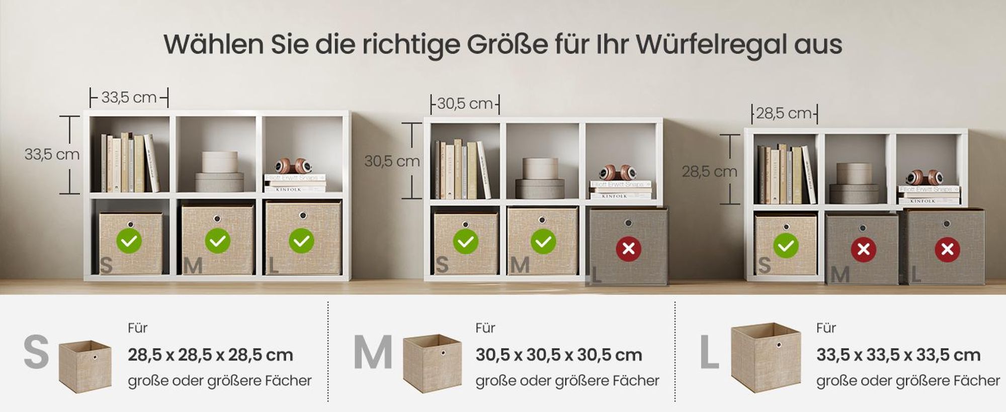 6er Set, Ordnungsboxen aus Vliesstoff mit Griff, Boxen Aufbewahrung