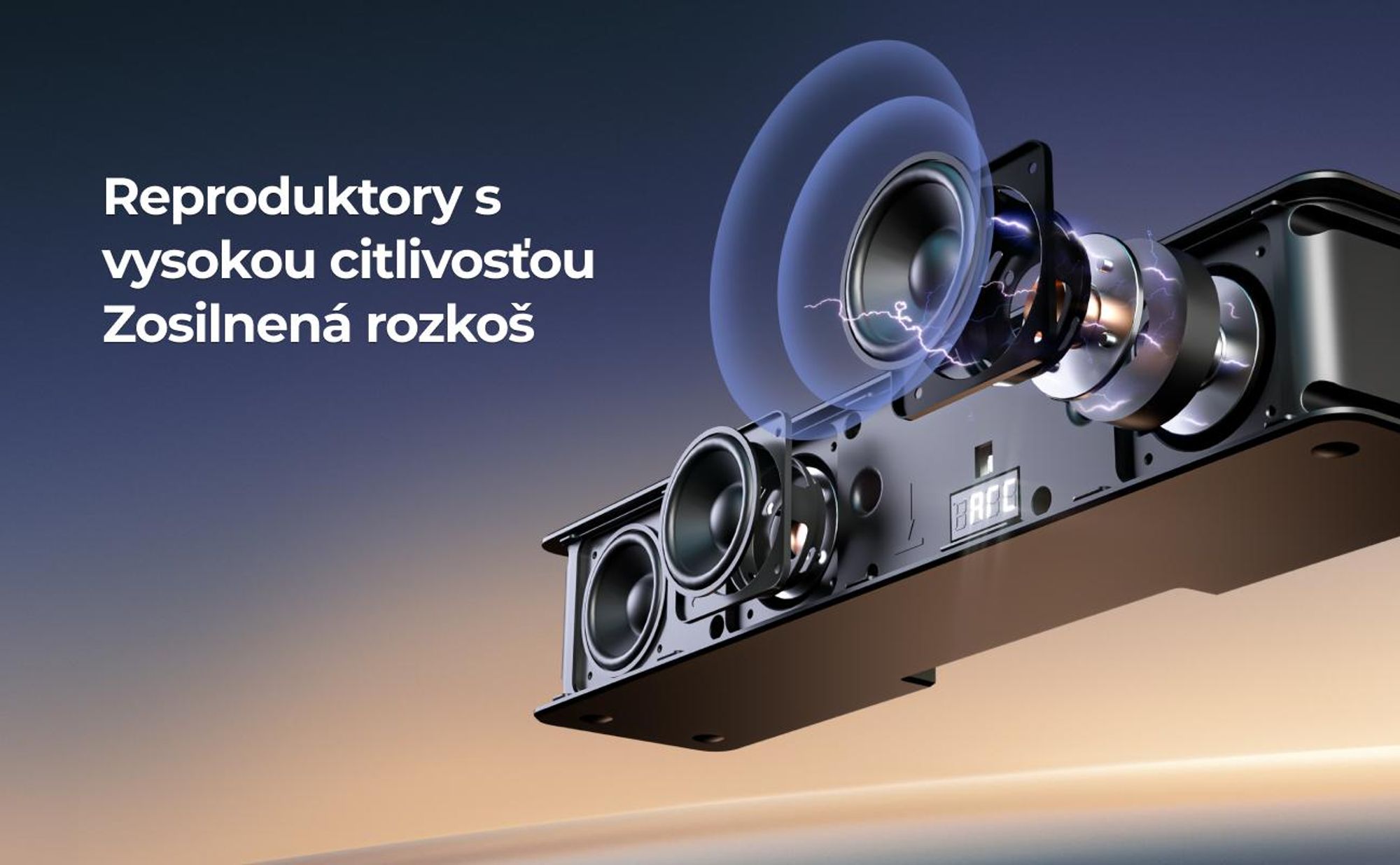 Zvuková lišta ULTIMEA Poseidon M4T 5.1 s technológiou Dolby Atmos, 3D priestorovým zvukom, určená pre televízory, s subwooferom, 2 zadnými reproduktormi a Bluetooth 5.3