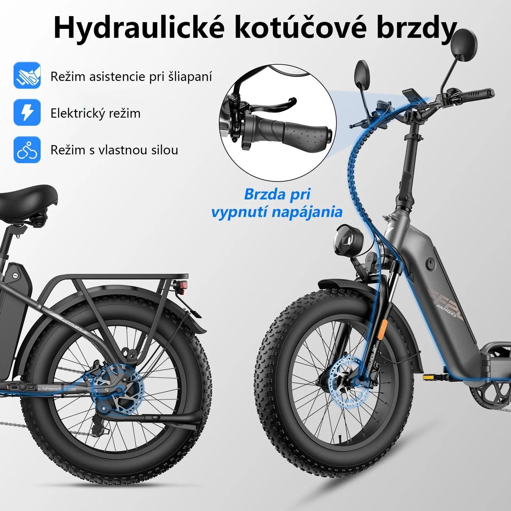 Elektrický Bicykel FAFREES FF20 Polar - Batéria 48V12*2AH 20" Hydraulická Kotúčová Brzda - Sivo Modrá