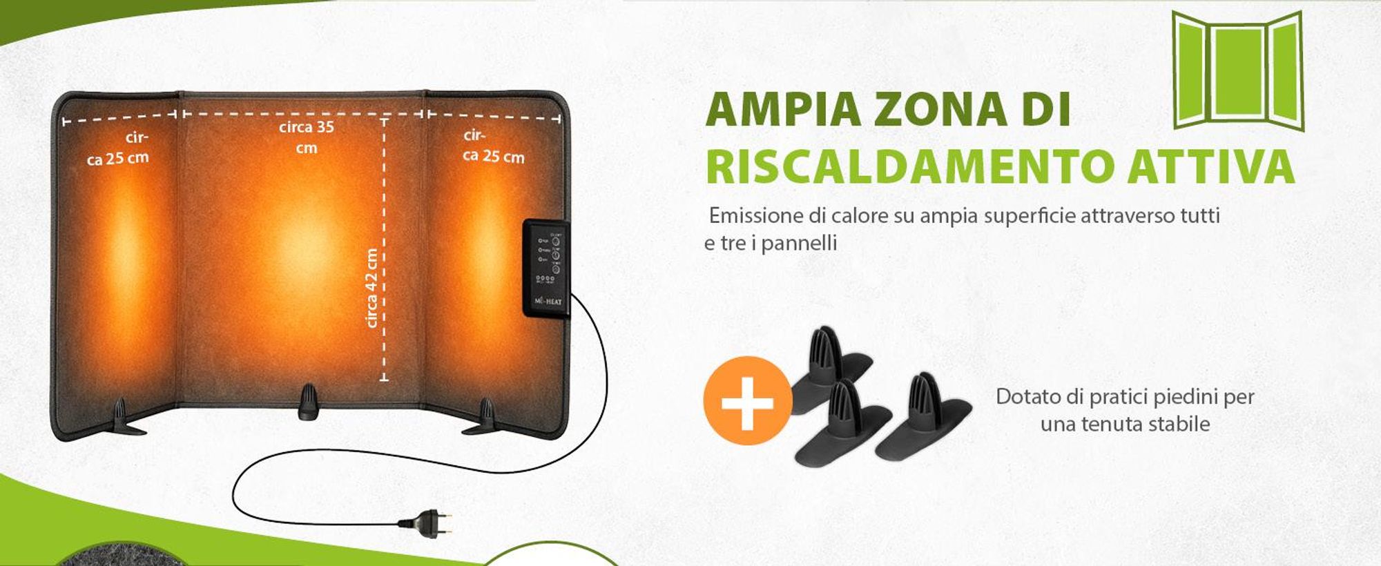 Pannello riscaldante pieghevole 51x100cm riscaldatore da tavolo a infrarossi fino a 60°C parete riscaldante pieghevole