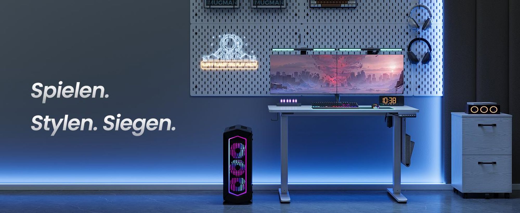 SONGMICS Höhenverstellbarer Schreibtisch elektrisch, 100 cm, Memory-Funktion mit 4 Höhen, USB-C-Anschluss