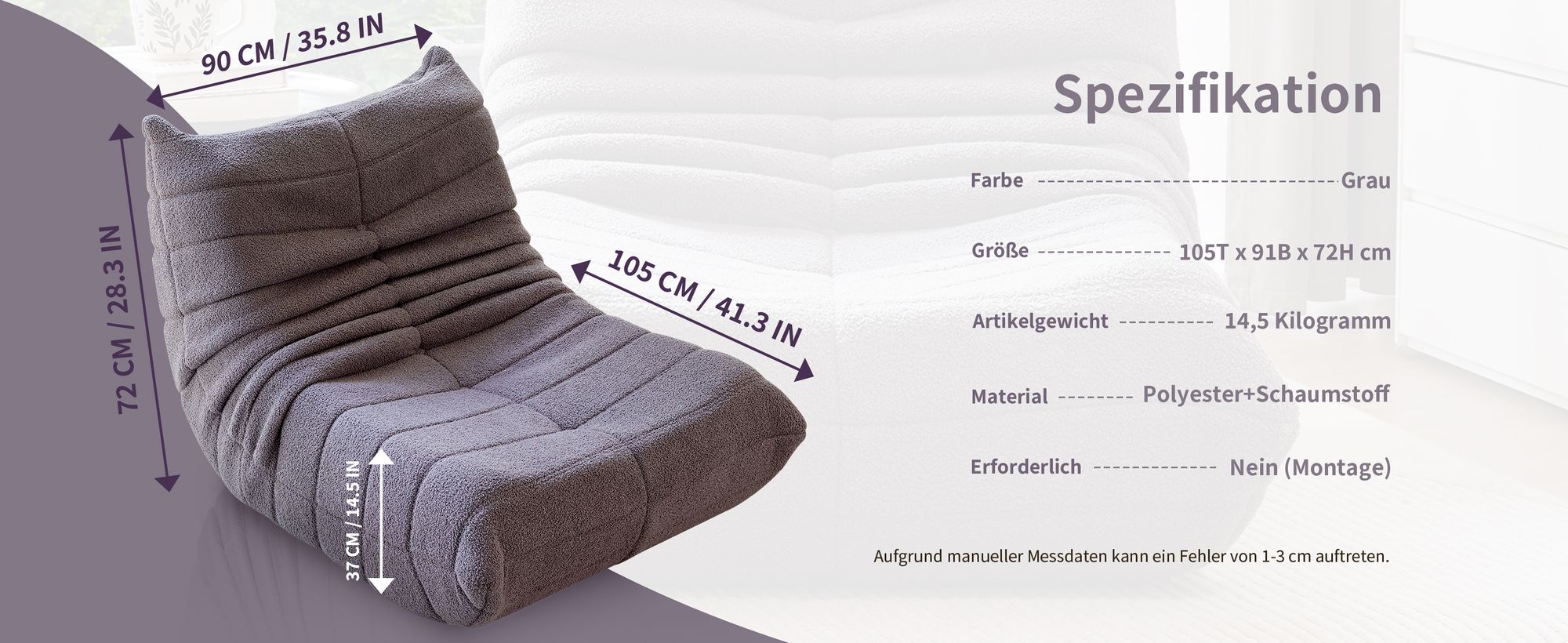 Klassische Sessel, Schlafsofas, sitzkissen boden, Lazy Sofa, Bean bag, für Schlafzimmer, Sitzsack