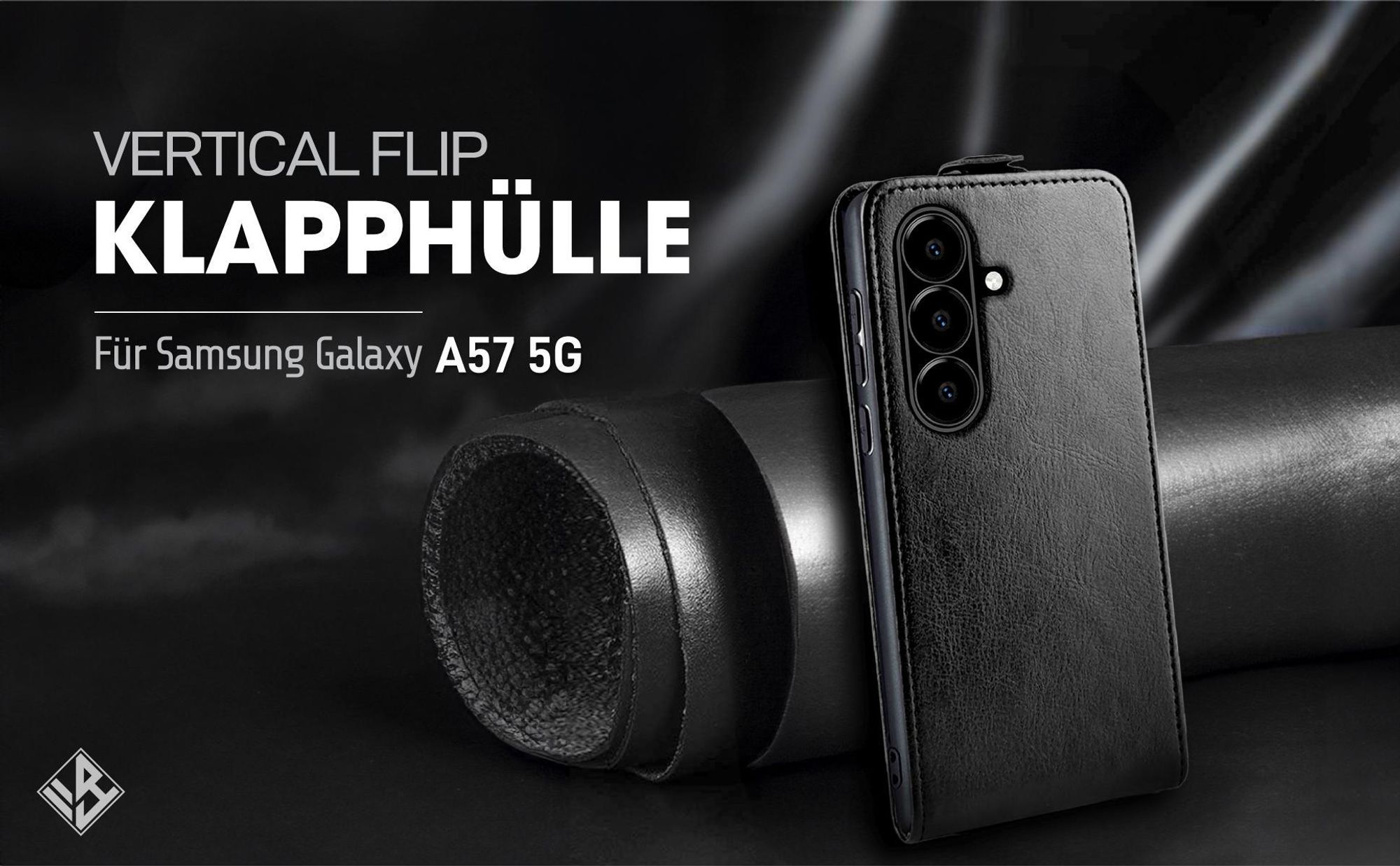 Vertikal aufklappende Handyhülle in Schwarz für Samsung Galaxy A57 5G