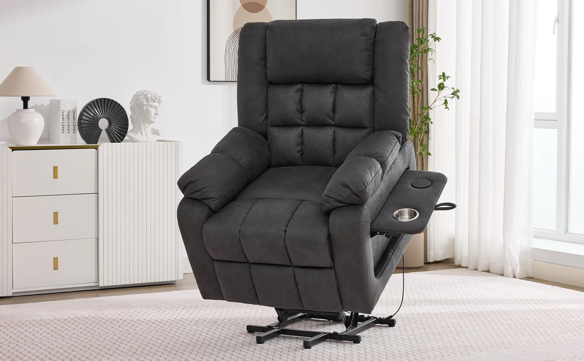 merax tv-sessel wärme und vibration massagesessel fernbedienung und usb Merax TV-Sessel mit Vibration und Wärme, Relaxseseel mit Handyhalterung,  Massagesessel elektrisch mit Aufstehhilfe, Fernsehsessel, Kinosessel main image 0