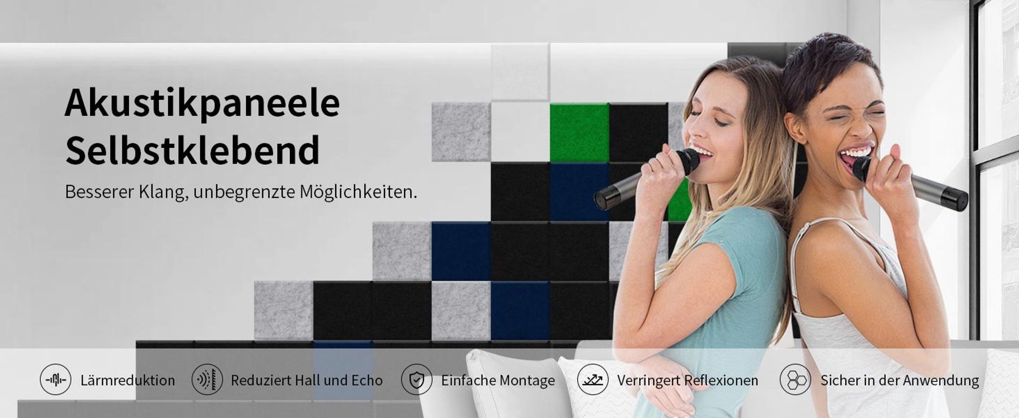 Akustikplatte, 24 Stück Akustikplatten Selbstklebend, Hohe Dichte Wandpaneel, Schallabsorber Schallschutz, NRC 0.95, für Gaming Deko, Büros, Studios