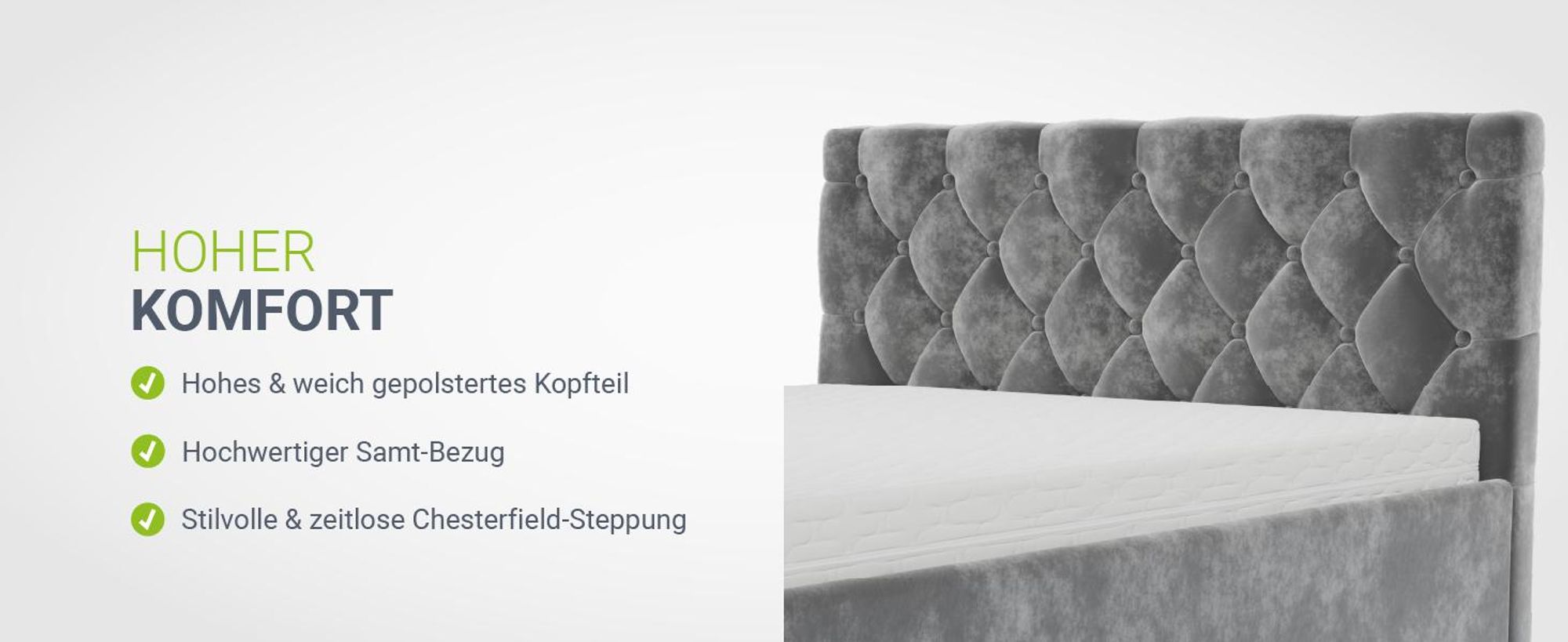 Juskys Polsterbett Nizza 120x200 cm Grau - Bettgestell mit Lattenrost, Stauraum & LED Beleuchtung - Bett mit Samtbezug & Chesterfield-Steppung