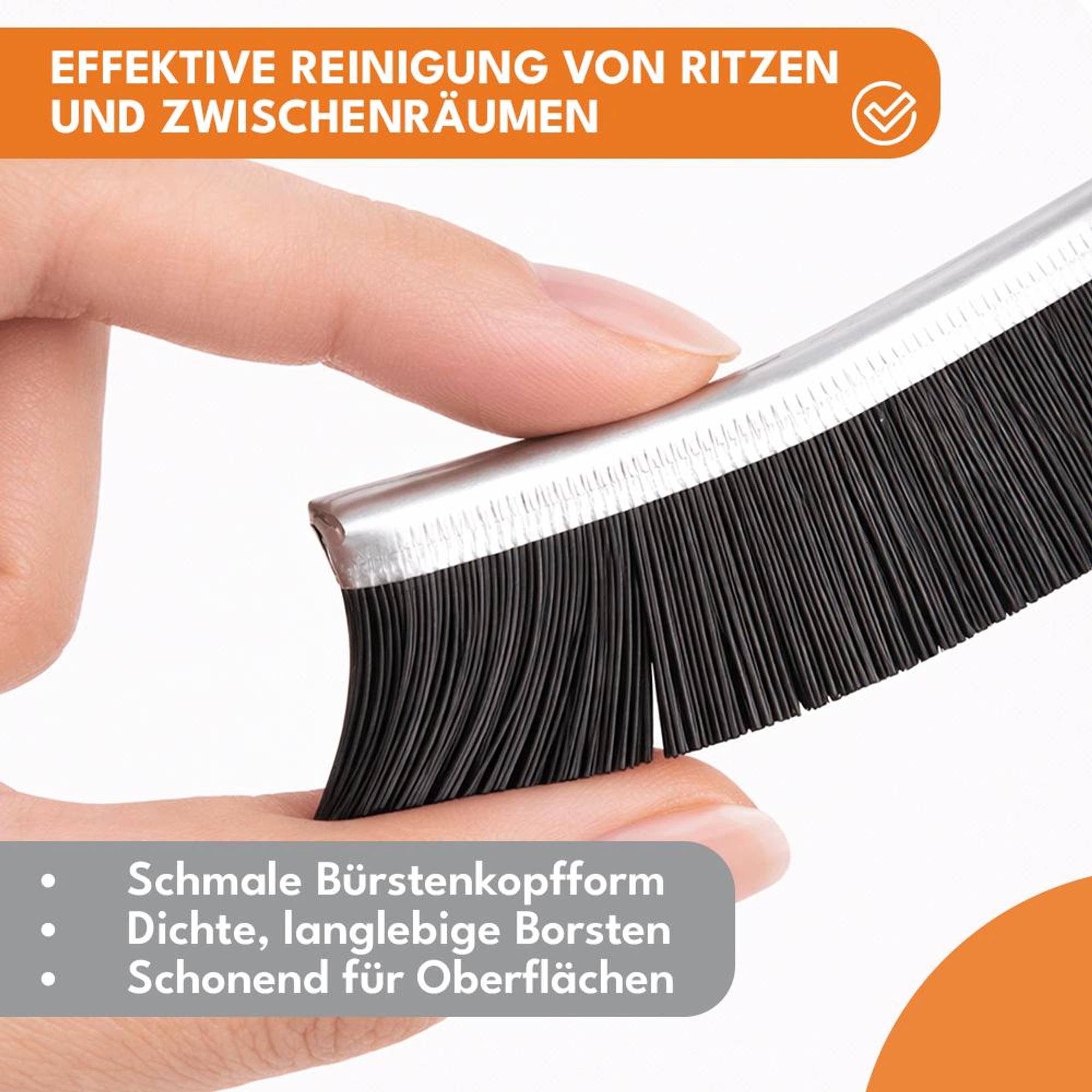 KRUMAD Fugenbürste Set 3 Stück, Hartborsten Ecken- & Spaltreinigungsbürsten für Bad & Küche, schmale Bürsten für Fliesenfugen