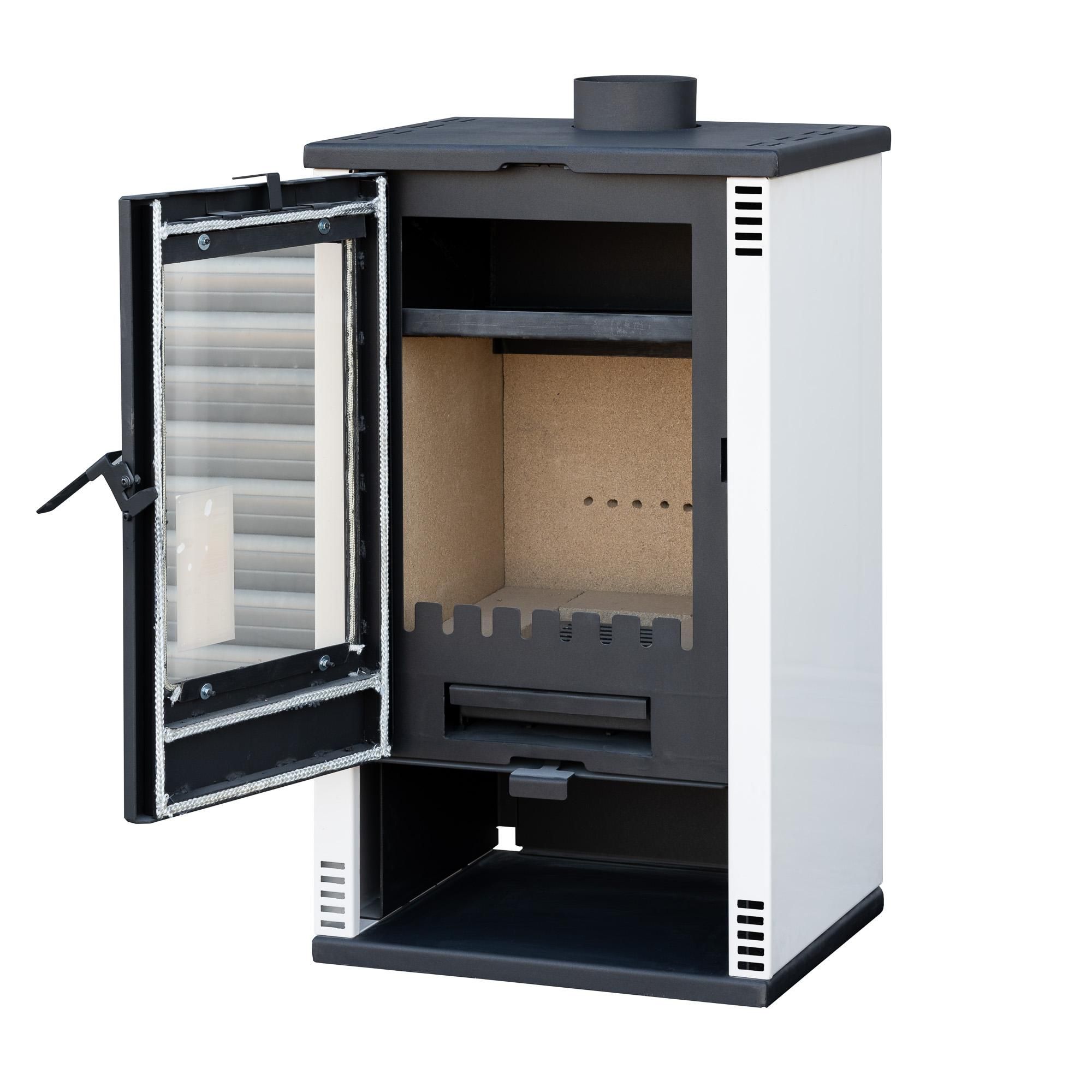 Kaminofen ALAZ K10M Elfenbeinfarbe 10 kW, Kamin Heizofen Dauerbrandofen Holzofen, Кaminholz Hüttenofen, Кaminfeuer, Briketts kamin, Fireplace wood