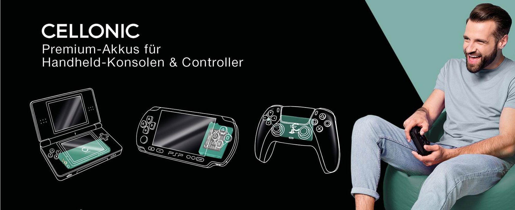 CELLONIC 1x Akku für Spielekonsole Kompatibel mit Sony PSP Slim & Lite 2, PSP Slim & Lite 3, PSP-S110 - (1200mAh, 3.7V)