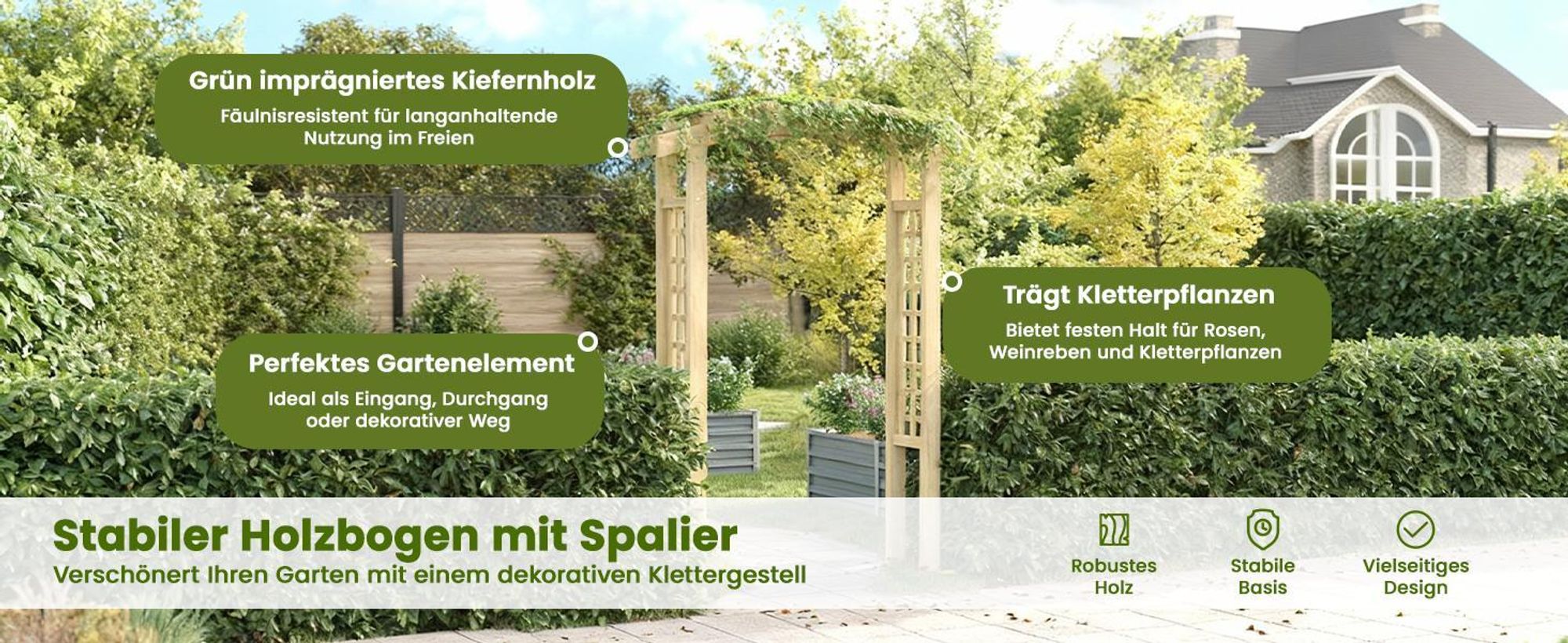 vidaXL Gartenbogen 150x60x210 cm Holz
